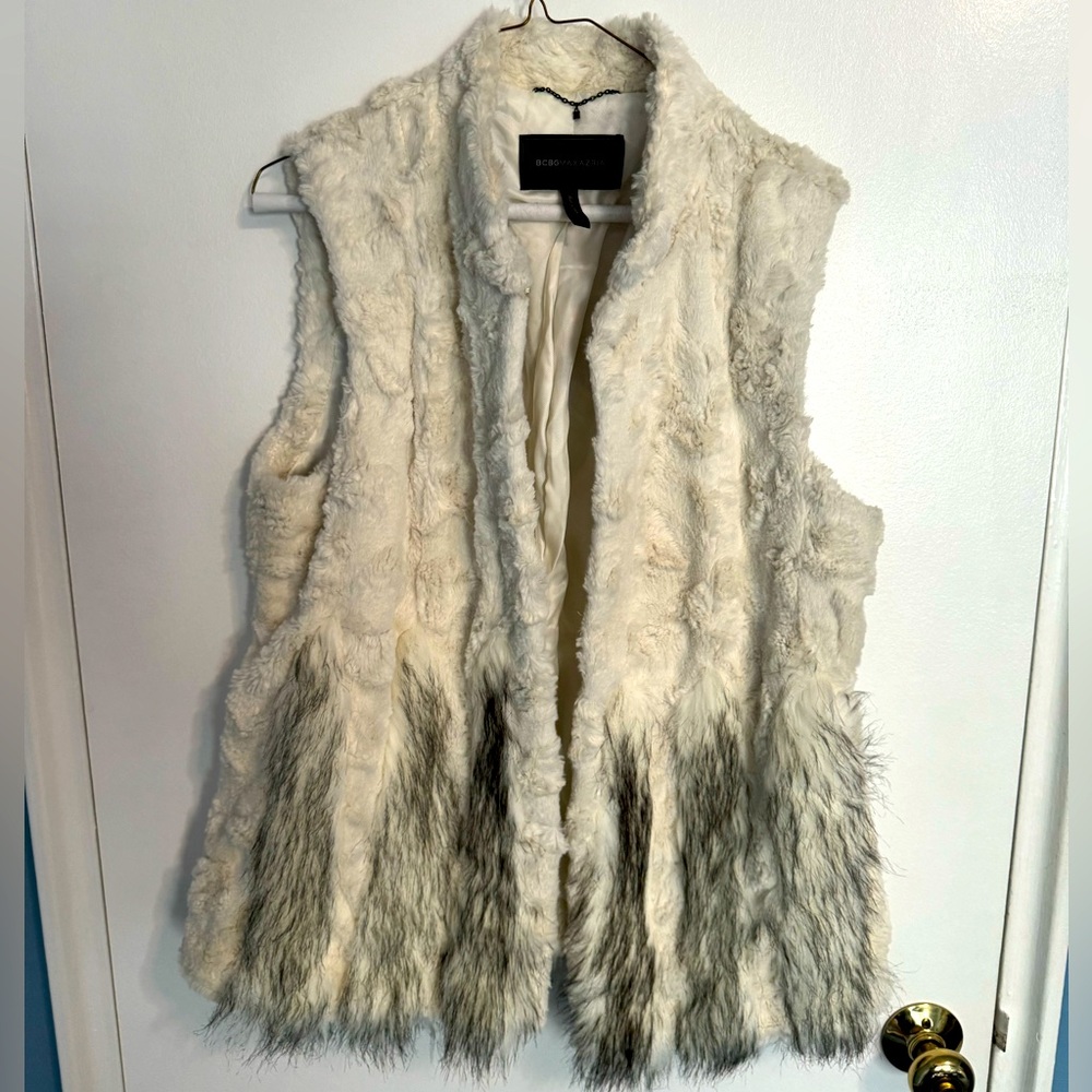 BCBG Max Azria Faux Fur Vest Large